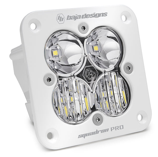 Flush Mount LED Light Pod White Clear Lens Spot Pattern Squadron Pro Baja Designs