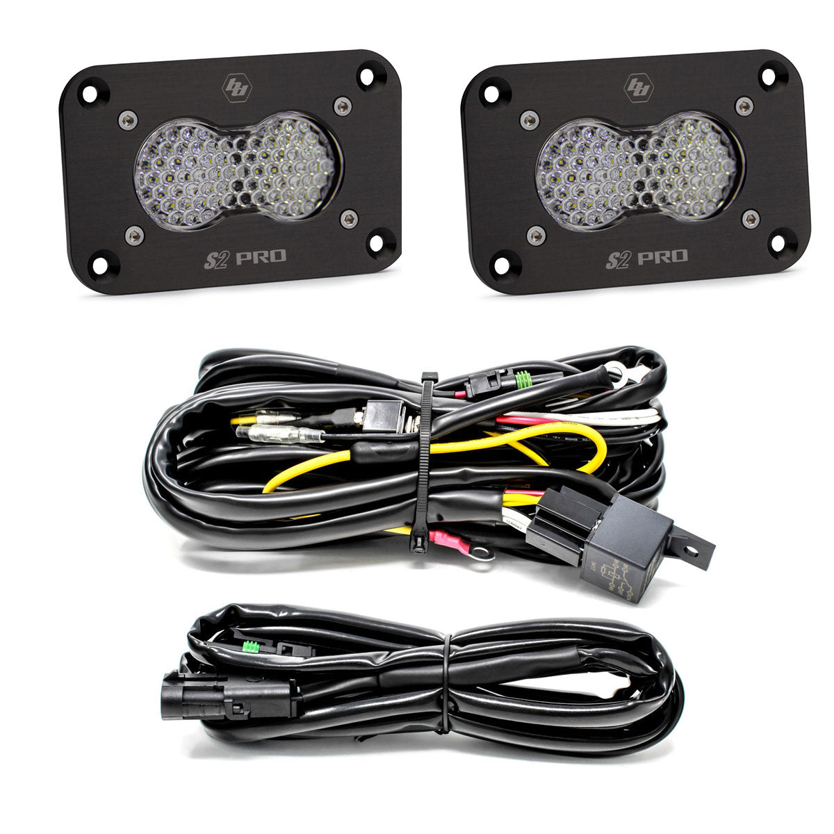 Flush Mount LED Light Pod Kit Work/Scene Pattern Pair S2 Pro Baja Designs