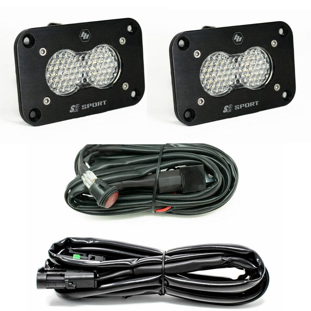LED Work Light Clear Lens Wide Cornering Pattern Flush Mount Kit S2 Sport Baja Designs
