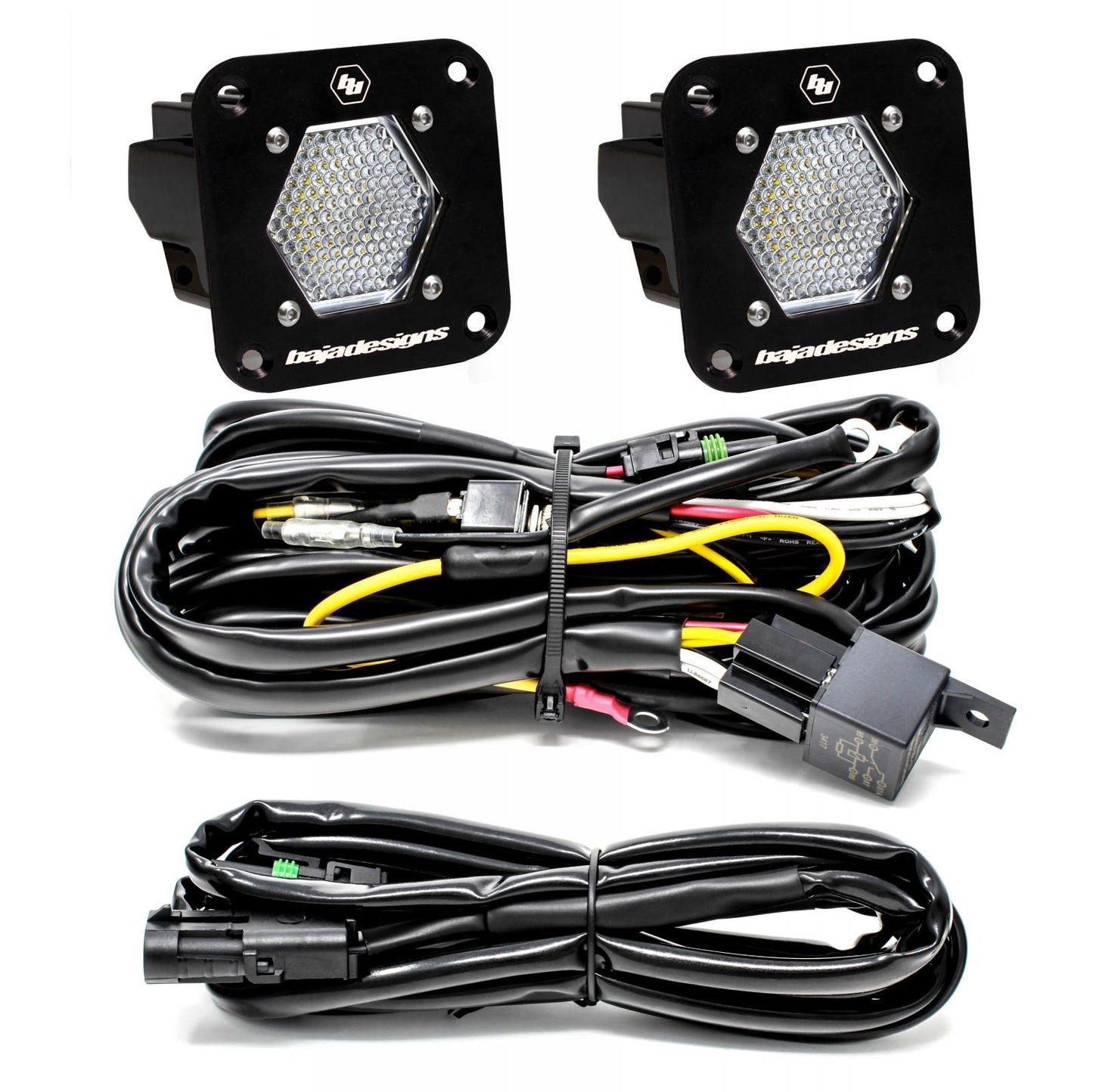 LED Light Pods S1 Pair Wide Cornering LED Flush Mount Backup Kit Baja Designs