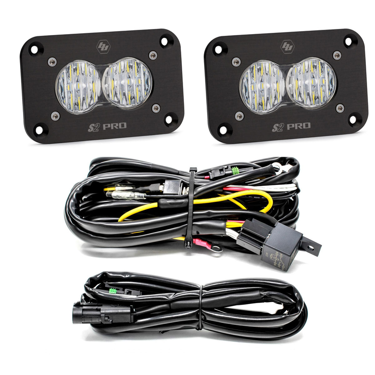 Flush Mount LED Light Pod Kit Work/Scene Pattern Pair S2 Pro Baja Designs